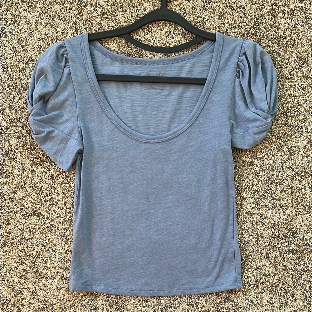Women's Blue Puff Sleeve Top